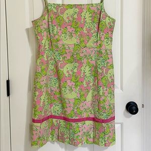 Lilly Pulitzer Pink and Green Lion Dress Adjustable Straps Size 12